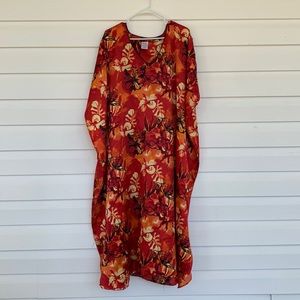 Flowered Silky Kimono/Caftan, OSFM